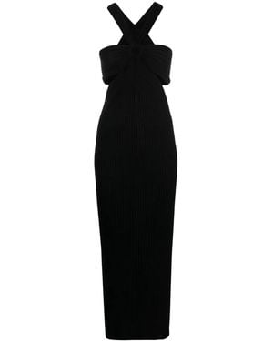 Ba&sh Gathered Ribbed-Knit Maxi Dress - Black