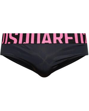 DSquared² Logo-Waistband Swim Trunks - Red