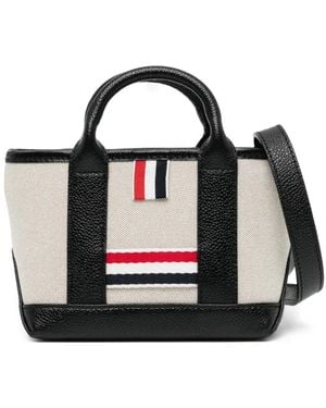 Thom Browne ストライプ ハンドバッグ - ブラック