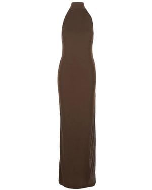 ANDAMANE Halter-Neck Maxi Dress - Brown