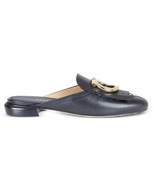 Ferragamo Gancini Fringed Mules - White