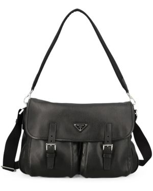 Prada Bolso De Hombro De Piel - Negro