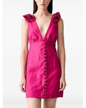 FARM Rio Floral-Appliqué Sleeveless Mini Dress - Pink