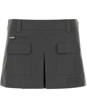 Miu Miu Box-Pleated Mini Skirt - Grey