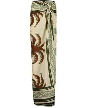 Johanna Ortiz Equestrian Palm-Tree Print Pareo - Metallic