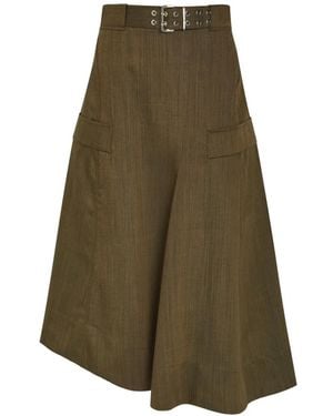 Ganni Belted Asymmetric Skirt - Natural