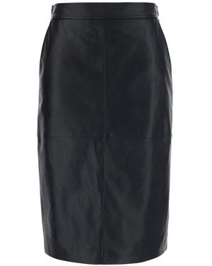 Max Mara Msttimore Leather Midi Skirt - Black