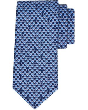 Ferragamo Heart Gancini Print Tie - Blue