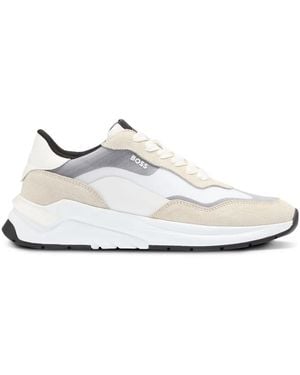 BOSS Suede-Panelling Sneakers - White