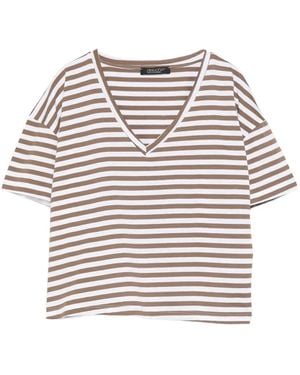 Aragona Striped V-Neck T-Shirt - White