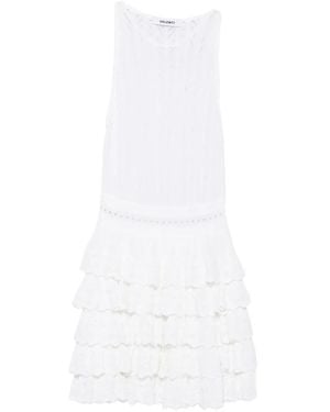 Antonino Valenti Pointelle-Knit Ruffled Mini Dress - White