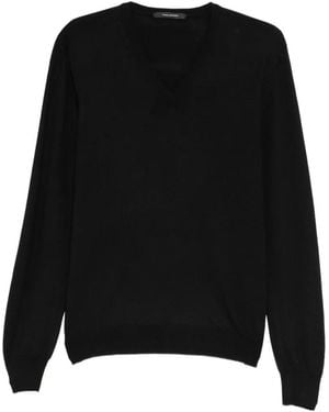 Tagliatore V-Neck Jumper - Black