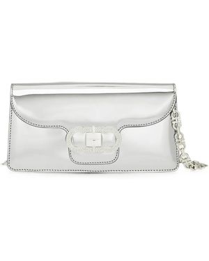 Ferragamo Mini Crystal-Embellished Clutch Bag - White