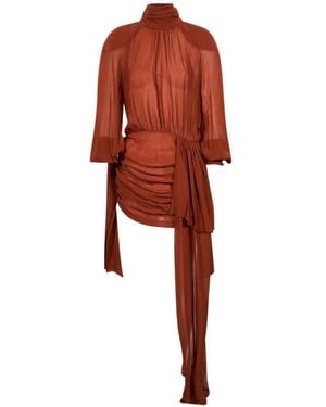 ROWEN ROSE Ruched Draped-Detail Mini Dress - Red