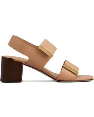 Tod's ブロックヒール レザーサンダル - ブラウン