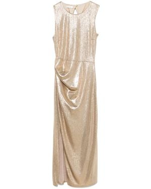 Patrizia Pepe Metallic-Effect Midi Dress - Natural