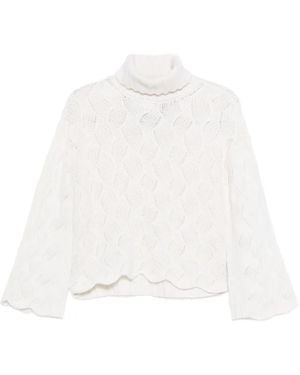 Twinset Cable-Knit Turtleneck Jumper - White