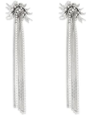 McQueen Pendientes Con Motivo Floral - Blanco