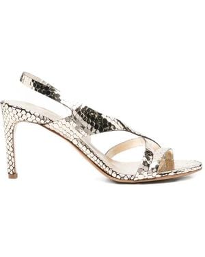 Roberto Del Carlo Cannes 11527 Strappy Snake-Effect Sandals - White