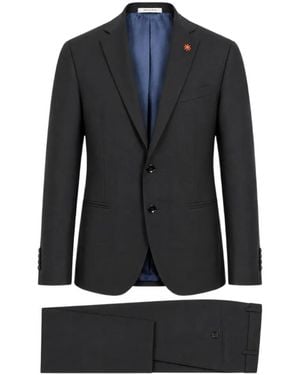 Manuel Ritz Single-Breasted Notched-Lapels Suit - Blue