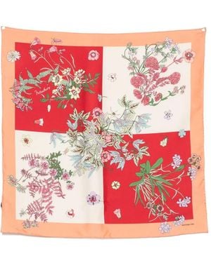 Mantero 1902 Floral-Print Silk Scarf - Red