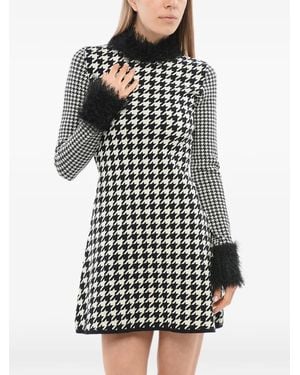 Viktor & Rolf Houndstooth-Pattern Thread-Detail Mini Dress - White