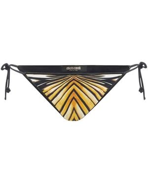 Roberto Cavalli Ray Of-Print Bikini Bottoms - Metallic
