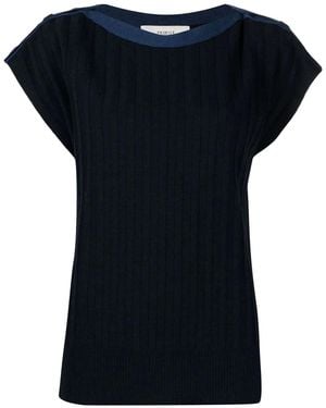 Pringle of Scotland Ribbed-Knit Short-Sleeved T-Shirt - Black
