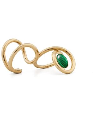 D'Estree Louise Double Inset-Gemstone Ring - Metallic
