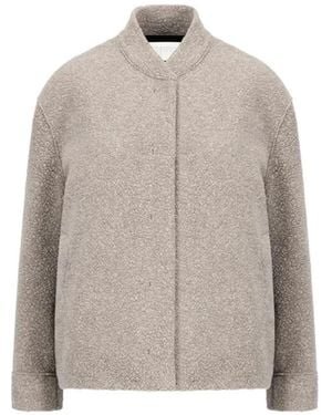 Harris Wharf London Bouclé Wool Bomber Jacket - Natural