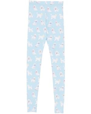Fiorucci Poodle-Print Stirrup Leggings - Blue