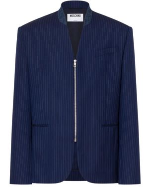 Moschino Pinstripe Zip Blazer - Blue