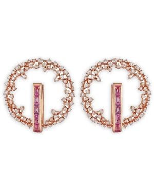 ANANYA 18K Rose Diamond And Sapphire Hoop Earrings - White