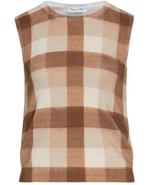 Oscar de la Renta Checked Sleeveless Vest - Brown