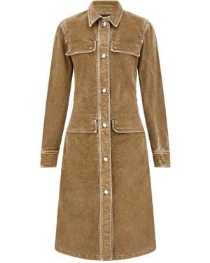 Ferragamo Flocked Shirt Mini Dress - Natural