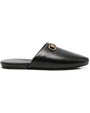 SERGIO MORETTI FIRENZE Horsebit Leather Mules - Black