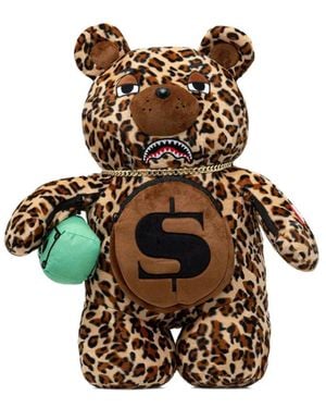 Sprayground Leopard Money Bear Backpack - White