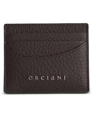 Orciani Kartenetui Aus Gekörntem Leder Mit Logo-Schild - Schwarz