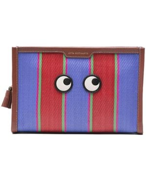 Anya Hindmarch Striped Eye Clutch Bag - Blue