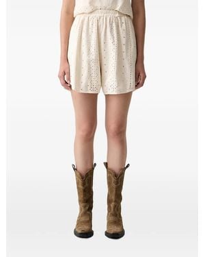 ViCOLO Broderie-Anglaise Elasticated-Waist Shorts - Natural