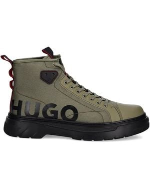 HUGO Logo-Print Boots - Brown