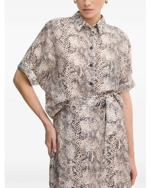 MARC AUREL Buttoned Patterned Shirt - Natural