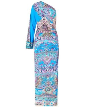 CAMILLA One Shoulder Patterned Dress - Blue