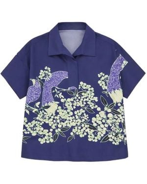 Psophia Floral-Pattern Shirt - Blue