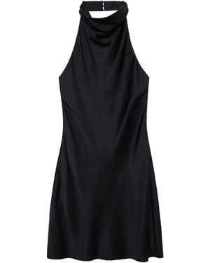 Anine Bing Eliana Halterneck Silk Mini Dress - Black