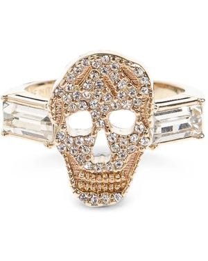 McQueen Skull Crystal-Embellished Ring - Metallic