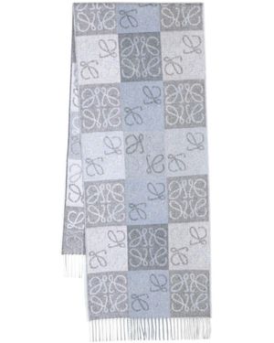 Loewe Anagram-Jacquard Wool-Blend Scarf - Gray