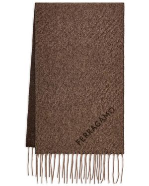 Ferragamo Jacquard Fringed Scarf - Brown
