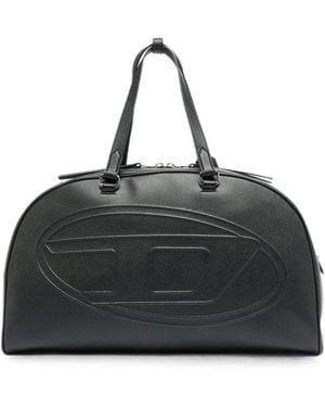DIESEL 1Dr Dome-Leather Travel Bag With Oval D Logo - Black