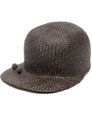 Fabiana Filippi Woven Bead Detail Cap - Brown